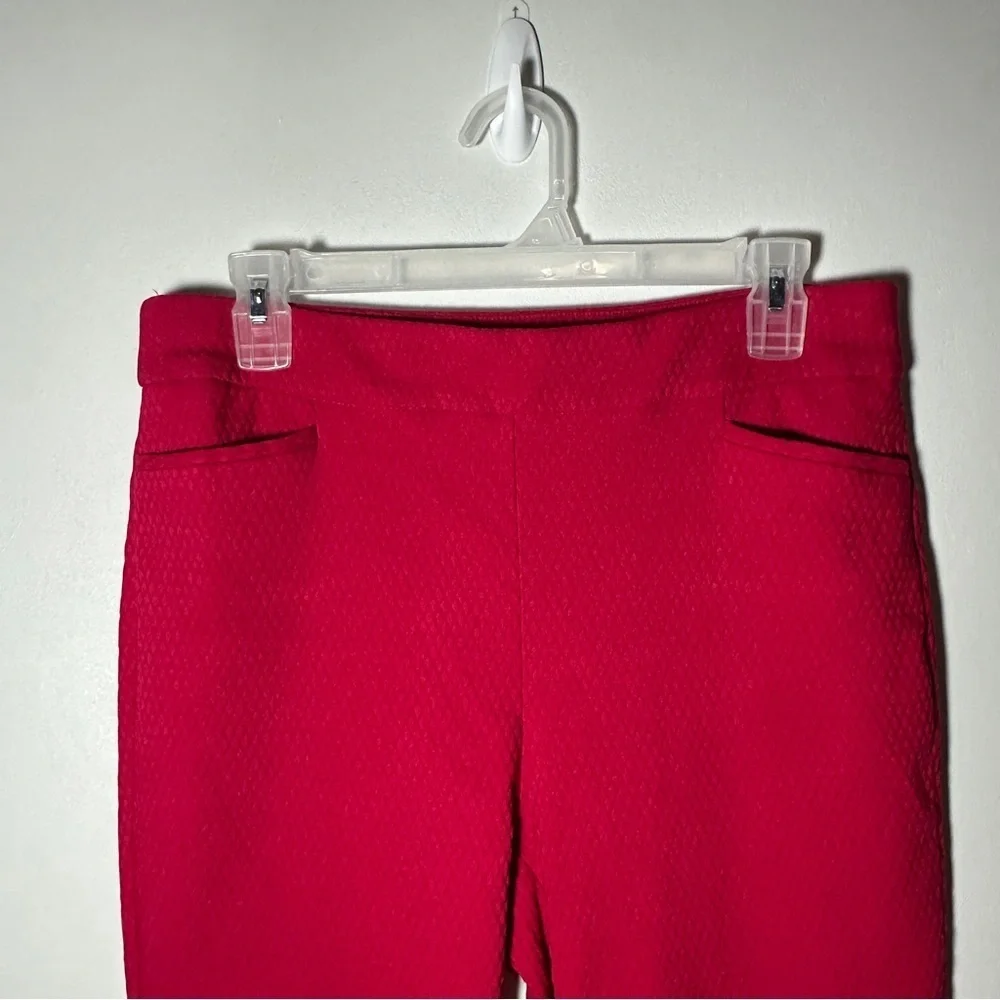 Chico’s Slimming Textured Comfort Stretch Pink Pull On Pants Size 1R (8R) Preppy